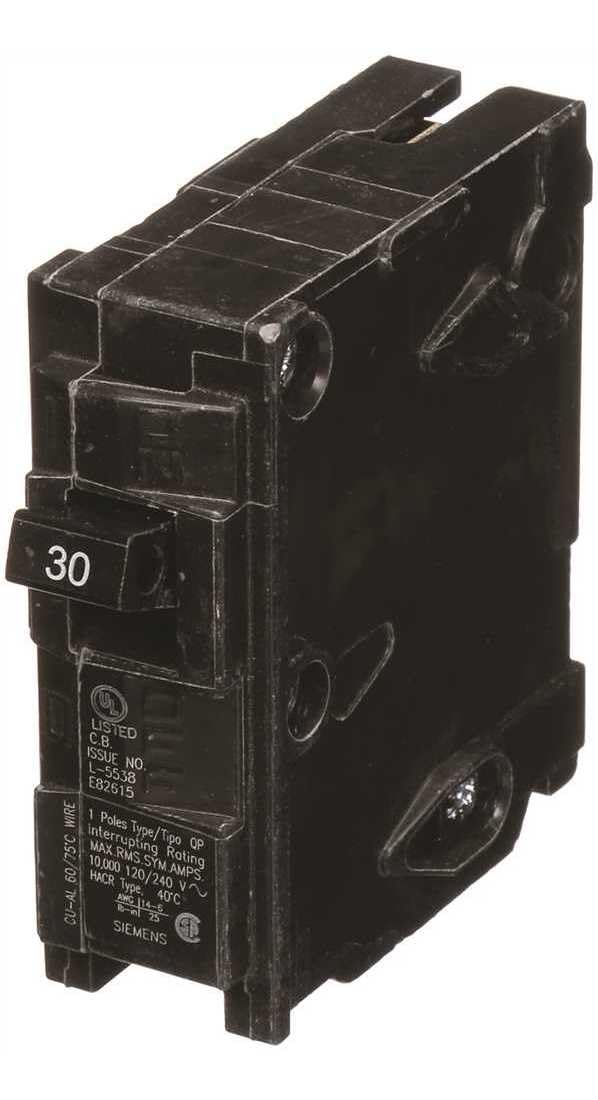SIEMENS Siemens -HI Q130 30-Amp Single Pole Type QP Circuit Breaker, Black - Outdoor Depot