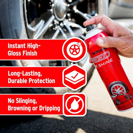 Mothers Mothers Speed Tire Shine, 15 oz. Aerosol — Long-Lasting, High-Gloss “Just Dressed” Finish — No - Outdoor Depot