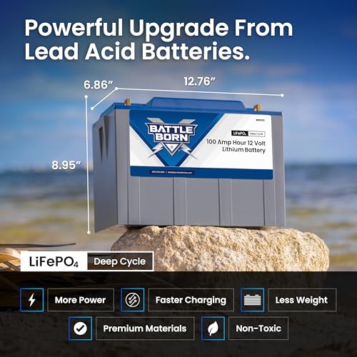 Battle Born Batteries 100Ah 12V Heated Lithium-Ion (LiFePO4) RV, Marine, Solar, & Off Grid Battery - - Outdoor-Depot.us