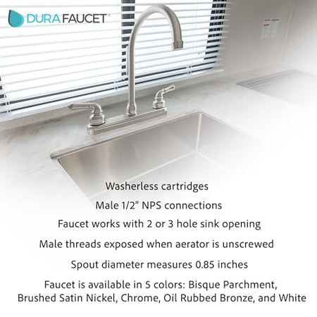 Dura Faucet Dura Faucet DF-PK330HC-SN RV J-Spout Kitchen Sink Faucet (Brushed Satin Nickel) - Outdoor Depot