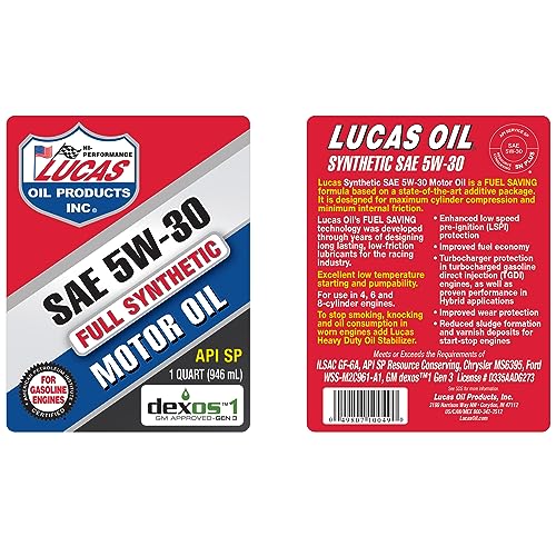 Lucas Oil Lucas Oil 10049 Full Synthetic SAE 5W-30 Motor Oil - 1 Quart - Outdoor Depot