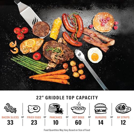 BLACKSTONE Blackstone 2205 Original 22” Omnivore Tabletop Griddle with Hood, Powder Coated Steel, Black - Outdoor Depot