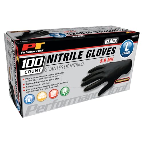 Performance Tool Performance Tool W89012 Large Black Nitrile Gloves Medium - Outdoor Depot