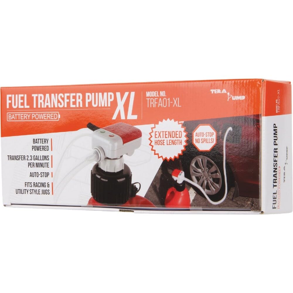 TERA PUMP Terapump - TRFA01-XL - Battery Powered Fuel Transfer Pump w/Extended Hoses and Utility Jug Adapter - Outdoor Depot