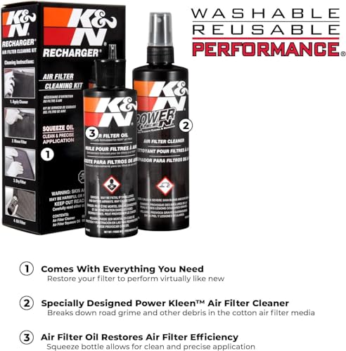K&N K&N Air Filter Cleaning Kit: Squeeze Bottle Filter Cleaner and Black Oil Kit; Restores Engine Air Filter - Outdoor Depot