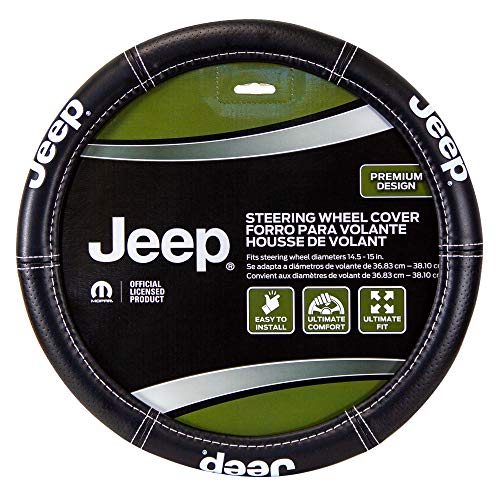 Plasticolor Plasticolor 006695R01 Jeep Deluxe High Contrast Stitching Premium Steering Wheel Cover for Cars, - Outdoor Depot