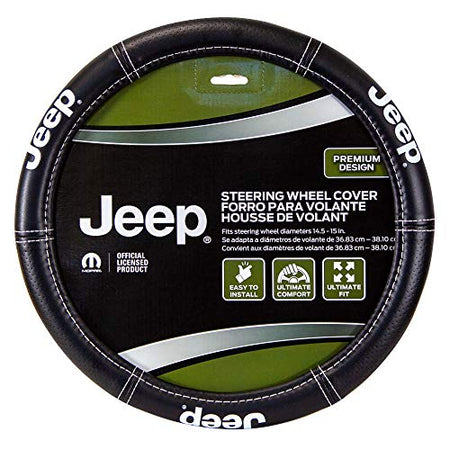 Plasticolor Plasticolor 006695R01 Jeep Deluxe High Contrast Stitching Premium Steering Wheel Cover for Cars, - Outdoor Depot