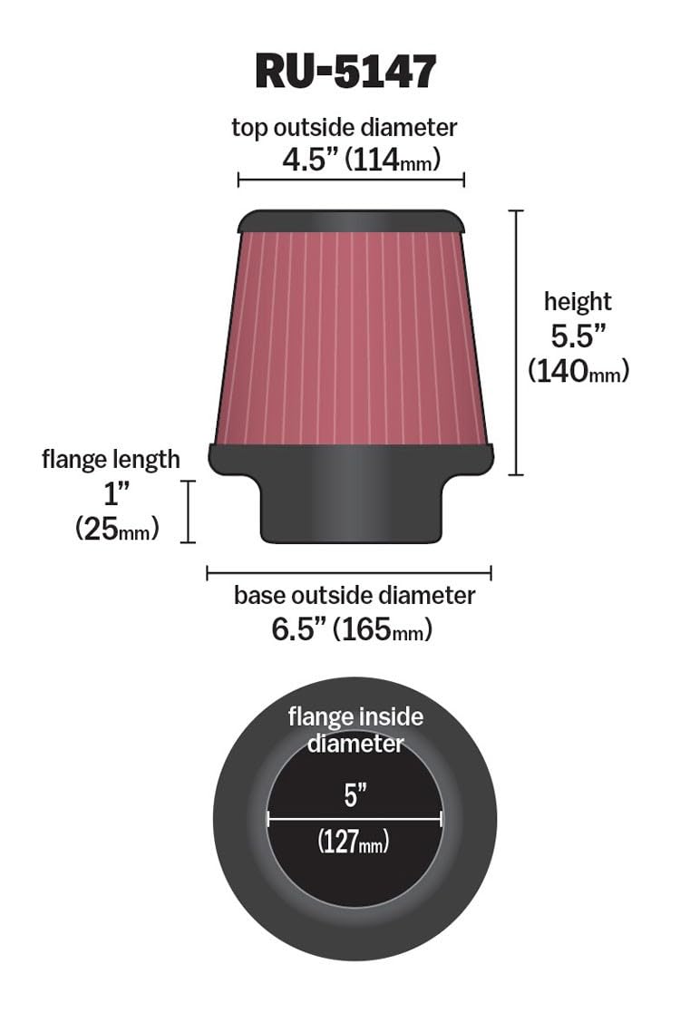 K&N K&N High-Flow Original Lifetime Universal Clamp-On Air Filter: High Performance, Premium, Washable: - Outdoor Depot