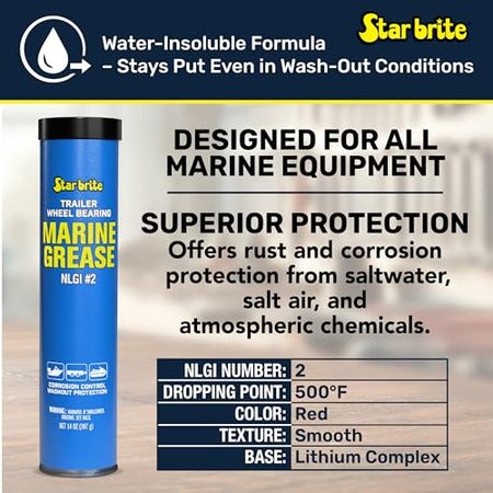 STAR BRITE STAR BRITE Wheel Bearing Grease - Boat Trailer Marine Grade - 14 OZ Grease Gun Cartridge (026014) - Outdoor Depot