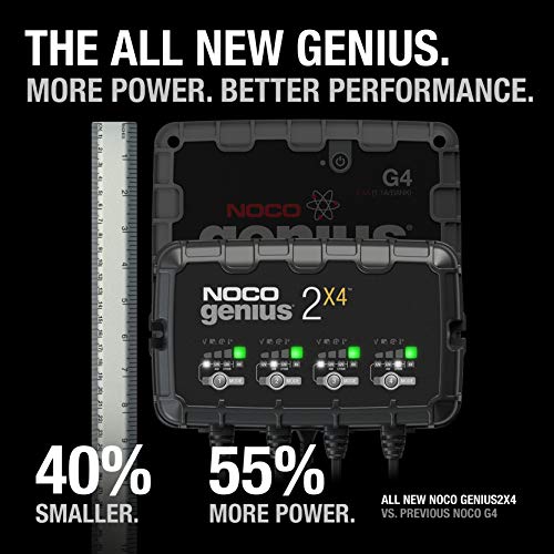 NOCO NOCO GENIUS2X4: 8A 4-Bank Smart Battery Charger (2A/Bank) - 6V/12V Automatic Maintainer, Trickle - Outdoor Depot