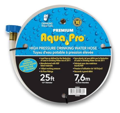 Aquapro Aqua Pro W20863 Fresh Water Hose WATER HOSES RV, 1/2 Inch Diameter, 25 Foot Length, NSF Approved, - Outdoor Depot