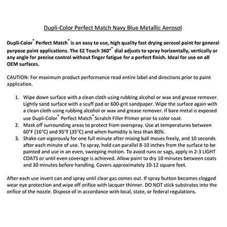 Dupli-Color Dupli-Color Perfect Match Premium Automotive Paint, Navy Blue (M), 8 oz - Outdoor Depot