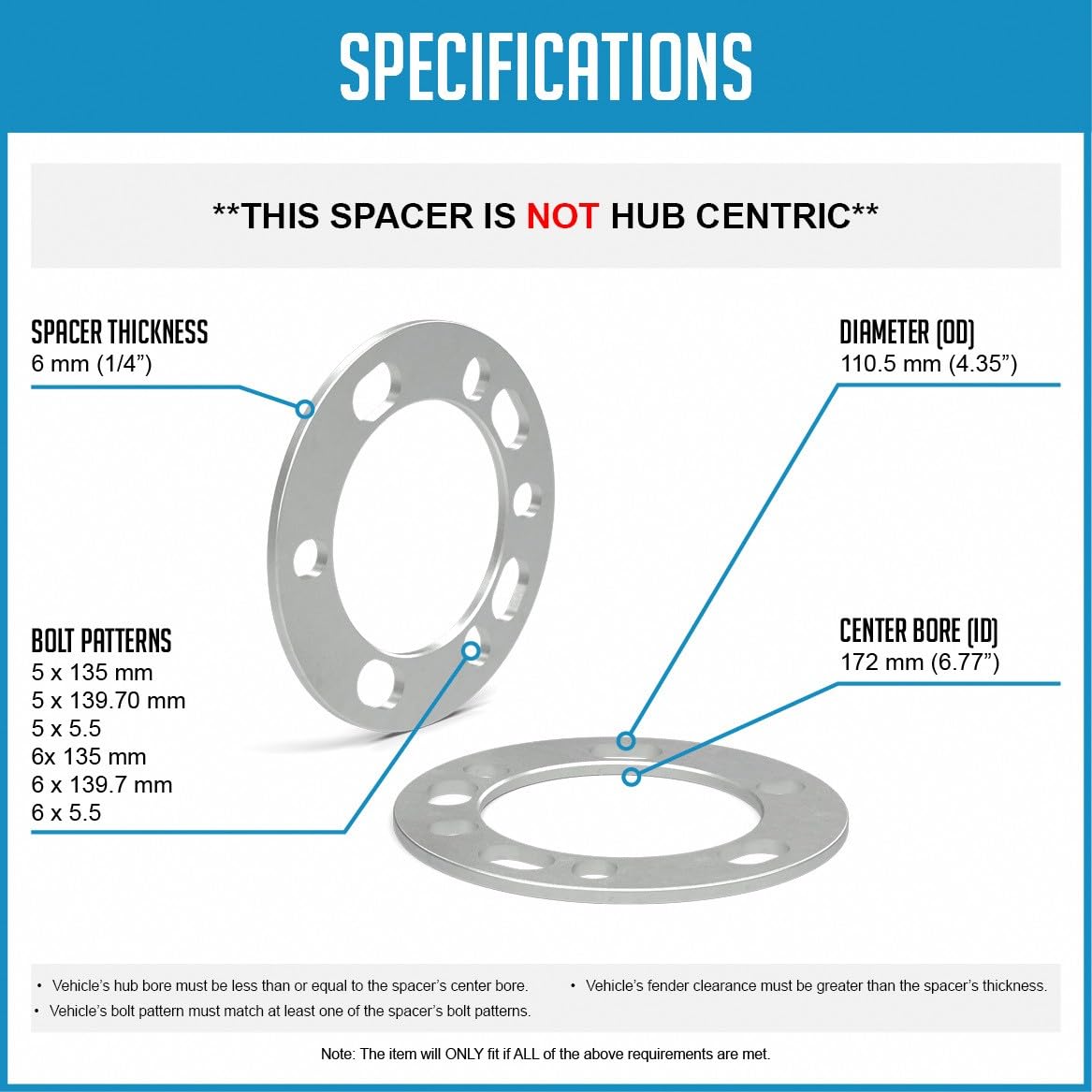 Wheel Accessories Parts Wheel Accessories Parts 2 Pcs Die Cast Wheel Spacers 1/4 Inch 6mm Thick Fits Bolt - Outdoor Depot