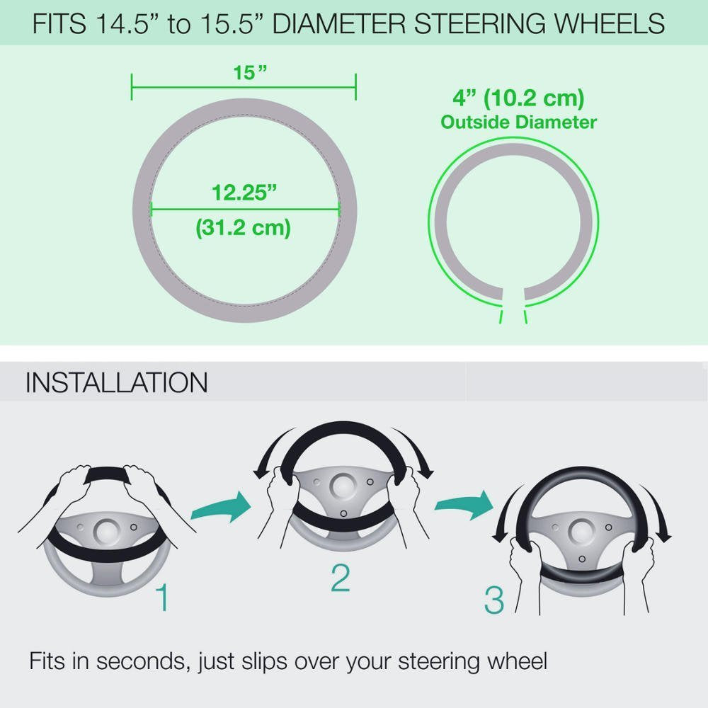 Plasticolor Plasticolor 006725R01 Ford Elite Premium Logo Steering Wheel Cover - Outdoor Depot