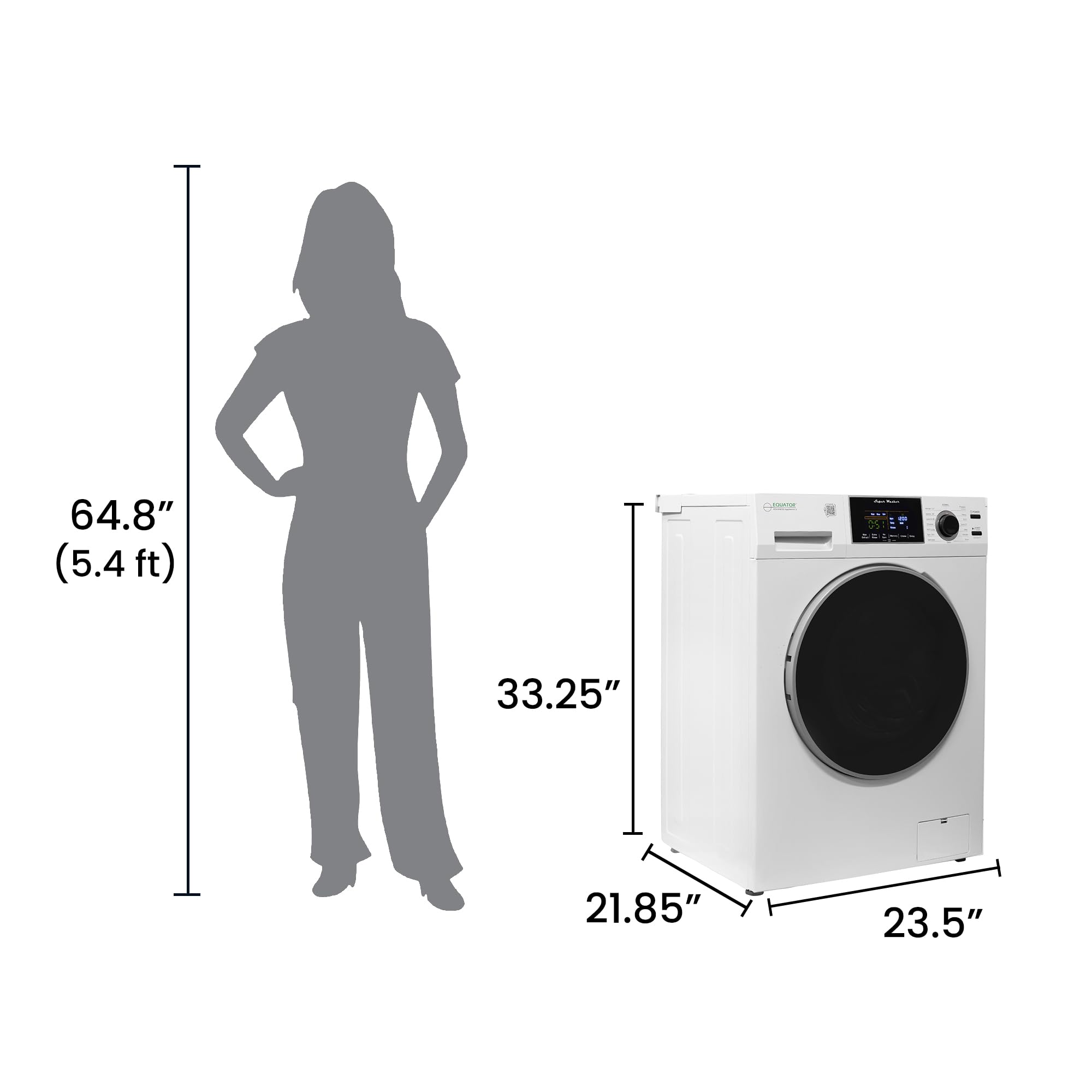Equator Advanced Appliances Equator Compact Washer 1.6cf/15lbs PET CYCLE 15 Programs 110V (White) - Outdoor Depot