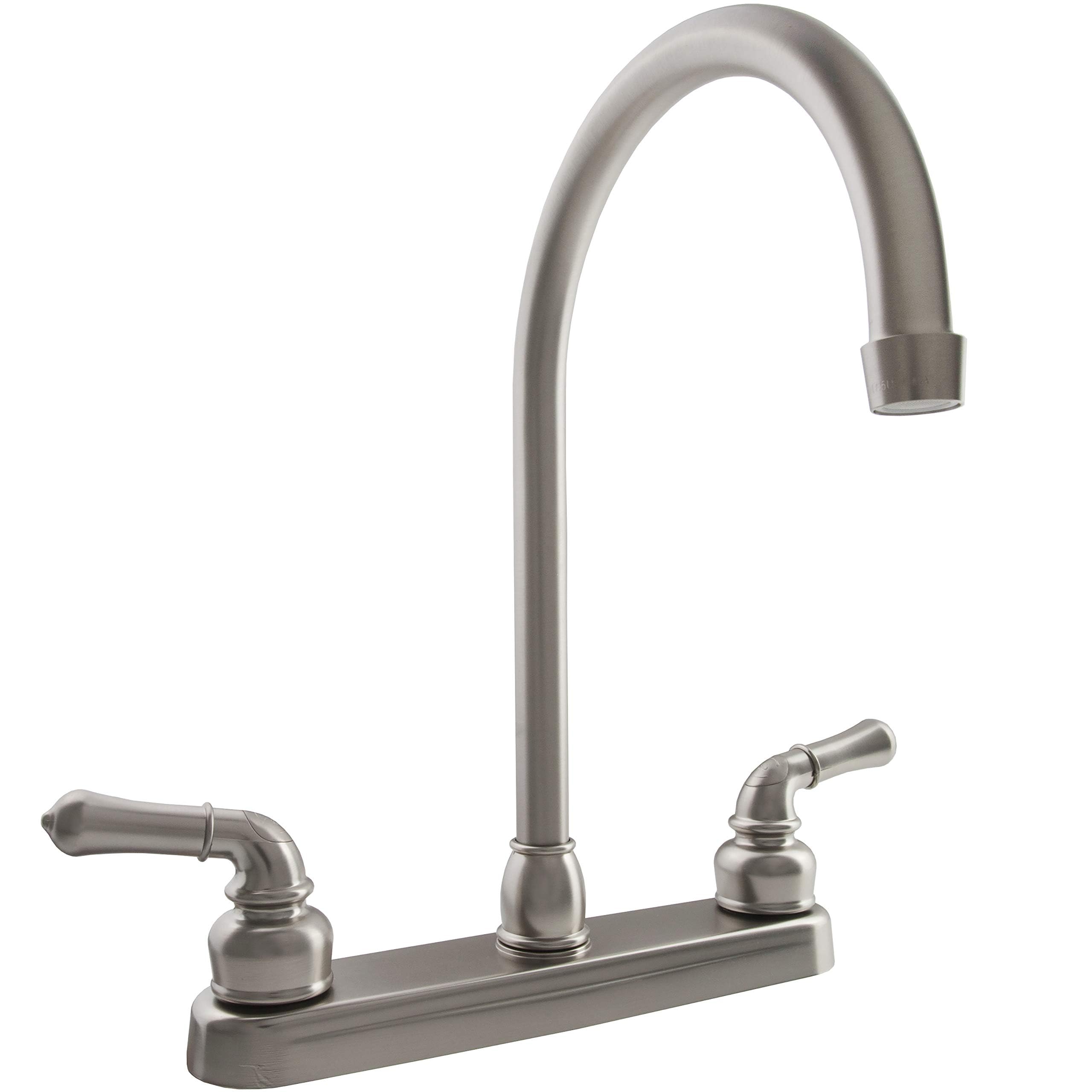 Dura Faucet Dura Faucet DF-PK330HC-SN RV J-Spout Kitchen Sink Faucet (Brushed Satin Nickel) - Outdoor Depot