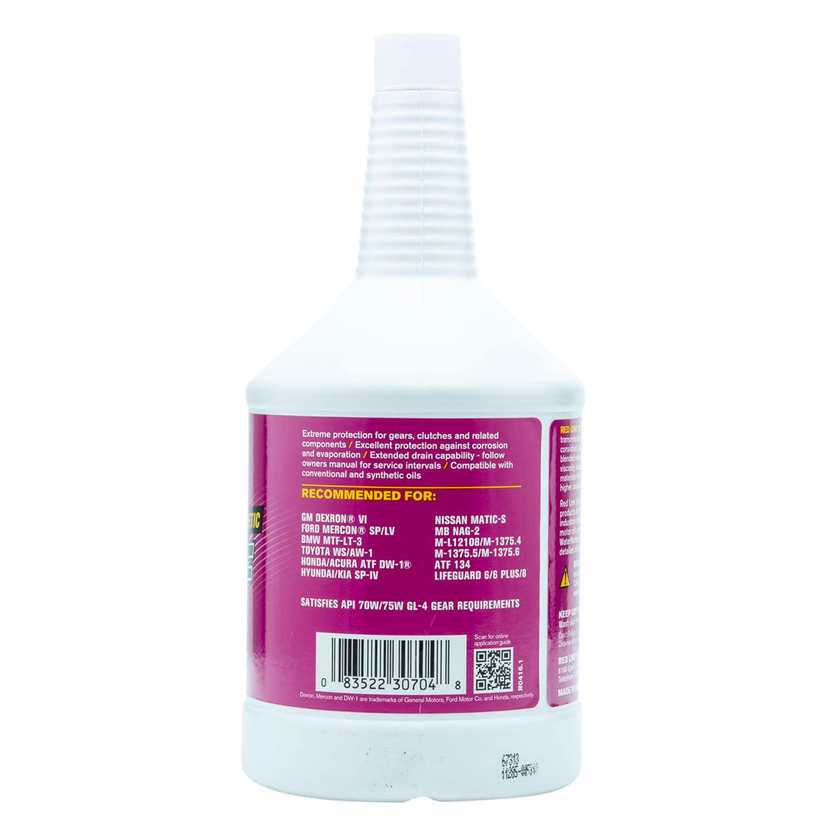 Red Line Red Line 30704 Full Synthetic D6 Automatic Transmission Fluid (ATF) - 1 Quart - Outdoor Depot