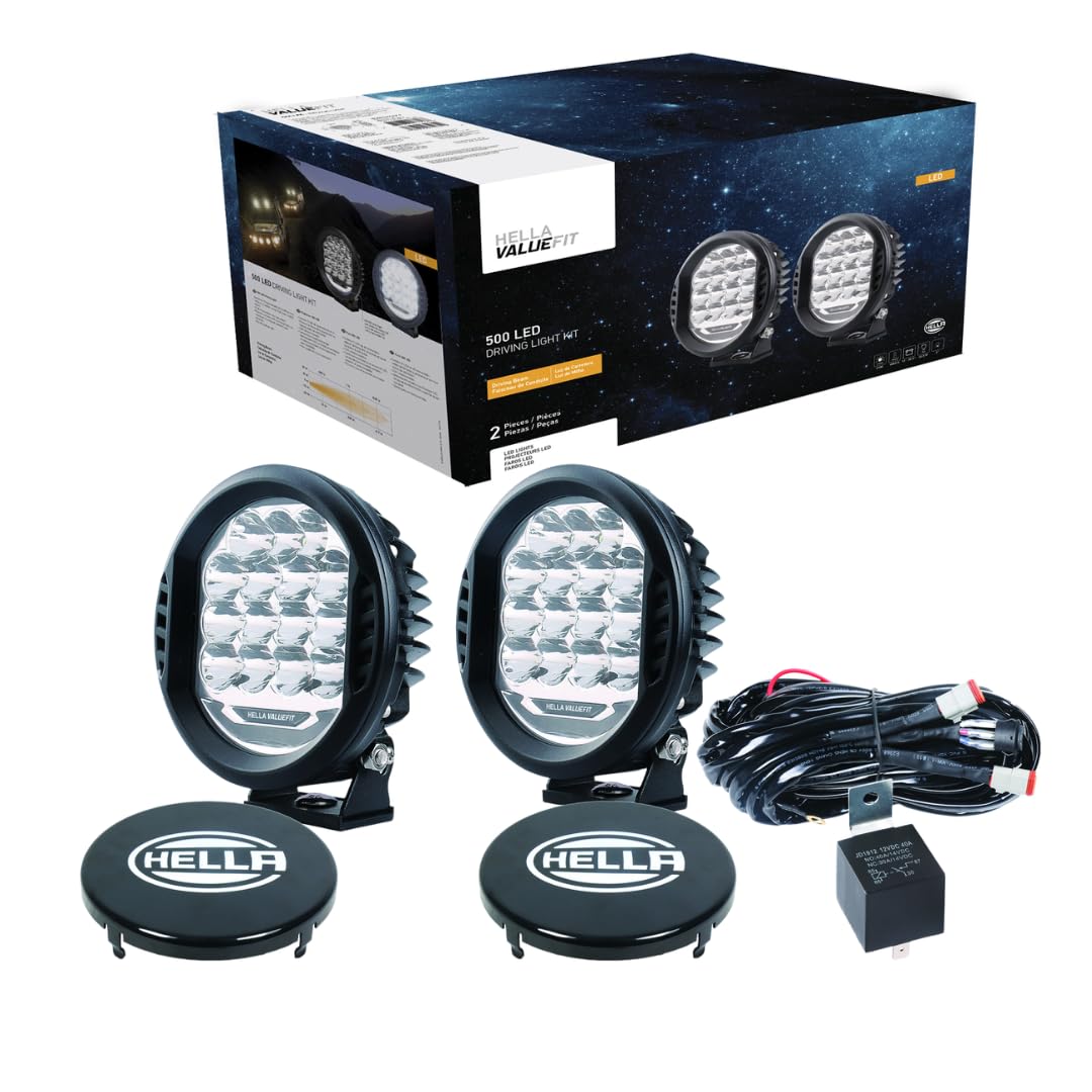 Hella Hella ValueFit 500 LED Series - LED Driving Lamp Kit – Universal Off-Road Light for Pickup Trucks, - Outdoor Depot