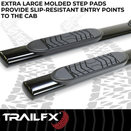 Trailfx TrailFX A7056B Truck Running Boards Fits Ram 1500 Crew Cab 2011-2018 Oval 5 Inch Straight Nerf Bars - Outdoor Depot