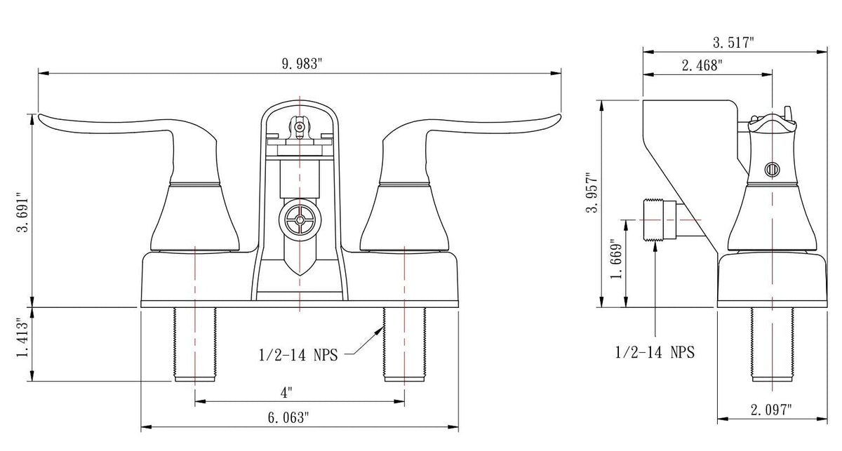 Dura Faucet Dura Faucet DF-SA110LH-SN RV Tub, Shower Faucet Valve Diverter with Winged Levers (Brushed Satin - Outdoor Depot