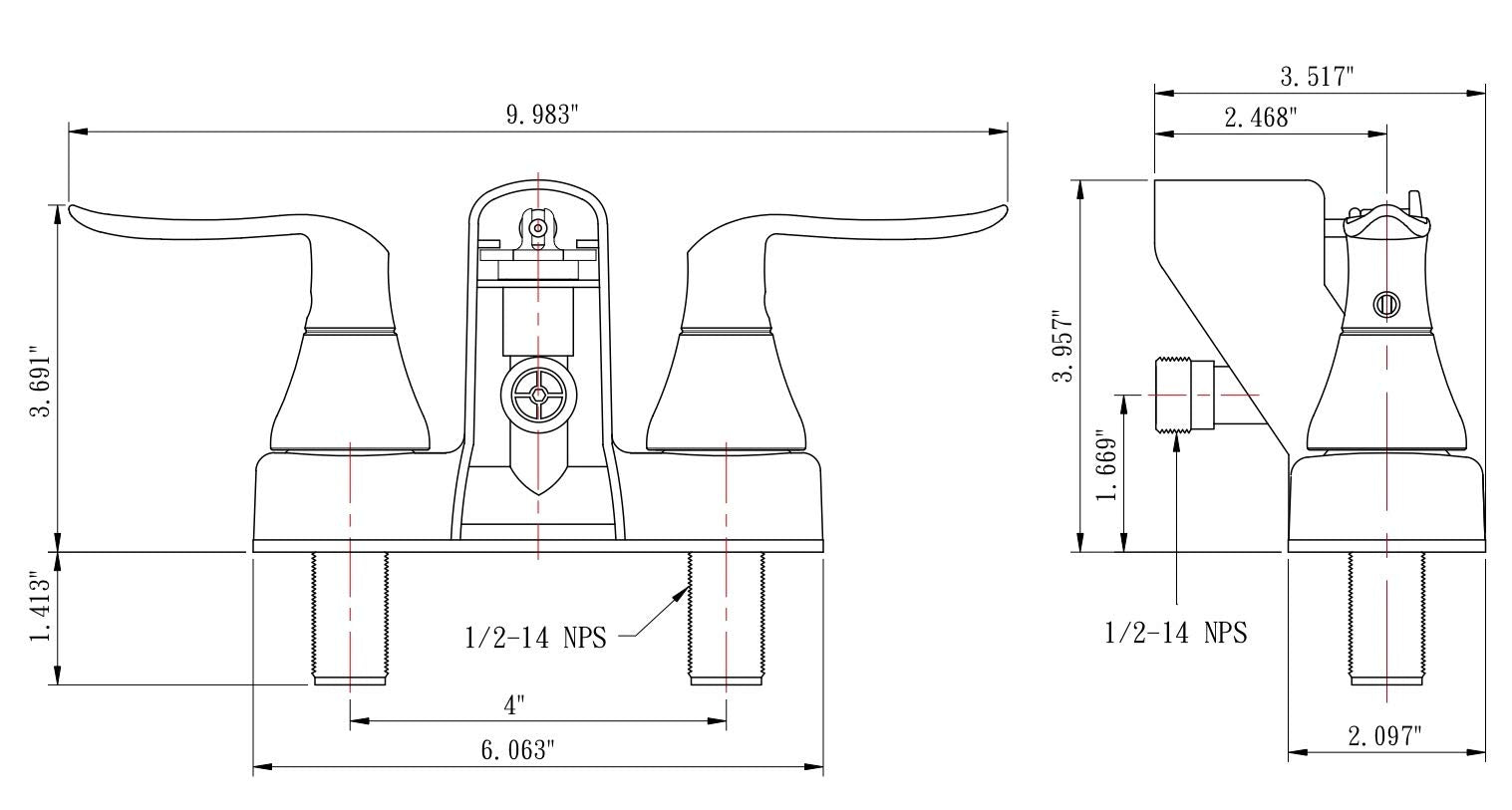 Dura Faucet Dura Faucet DF-SA110LH-SN RV Tub, Shower Faucet Valve Diverter with Winged Levers (Brushed Satin - Outdoor Depot