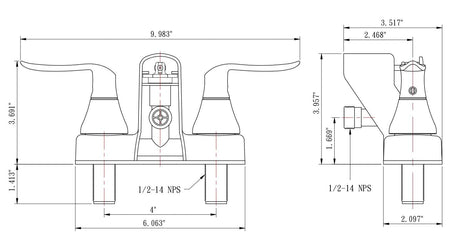 Dura Faucet Dura Faucet DF-SA110LH-SN RV Tub, Shower Faucet Valve Diverter with Winged Levers (Brushed Satin - Outdoor Depot