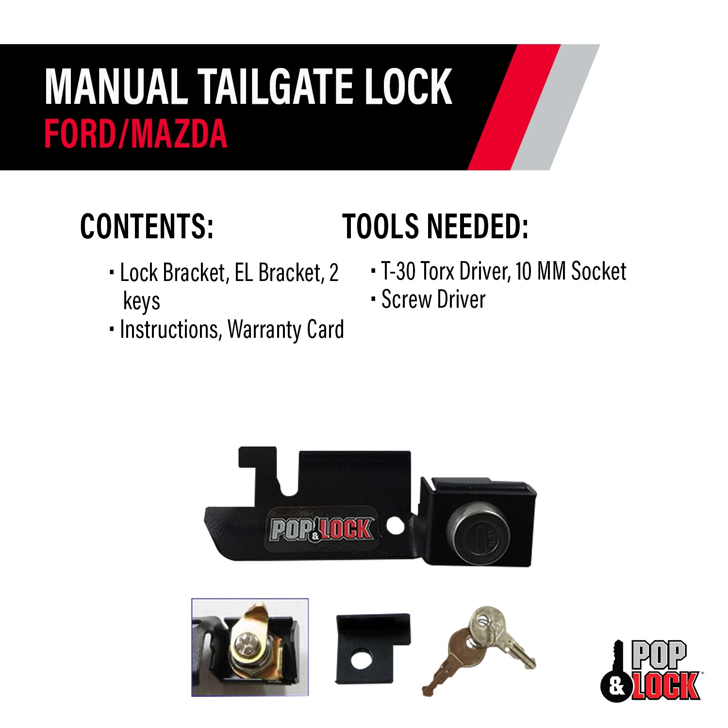 Pop & Lock Pop & Lock – Manual Tailgate Lock for Ford F150, Fits 1987 to 1996 - Works Only with Factory - Outdoor Depot