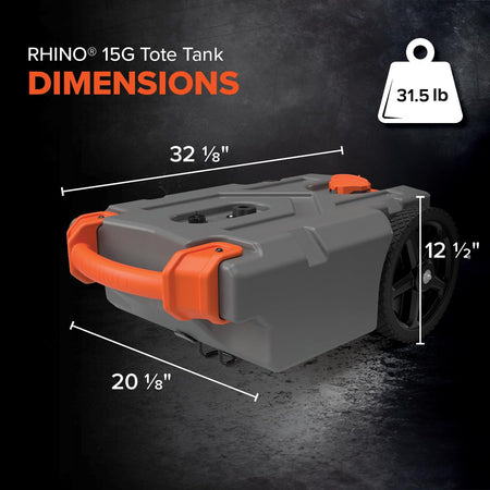 Camco Camco Rhino 15-Gallon Portable RV Tote Tank - Features Large Heavy-Duty No-Flat Wheels & Low Drain - Outdoor Depot