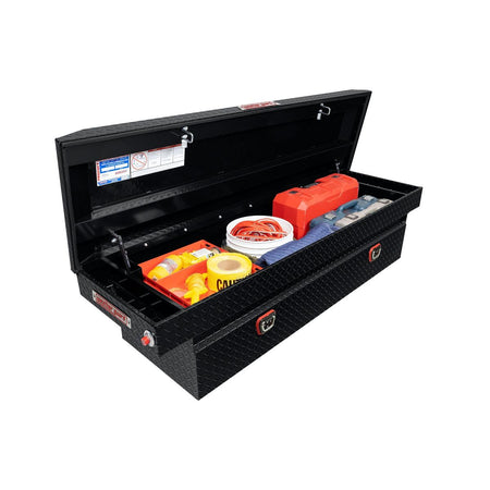 Weather Guard Weather Guard Model 127-5-04 Saddle Box, Aluminum, Full Standard, Gloss Black, 11.0 cu ft - Outdoor Depot
