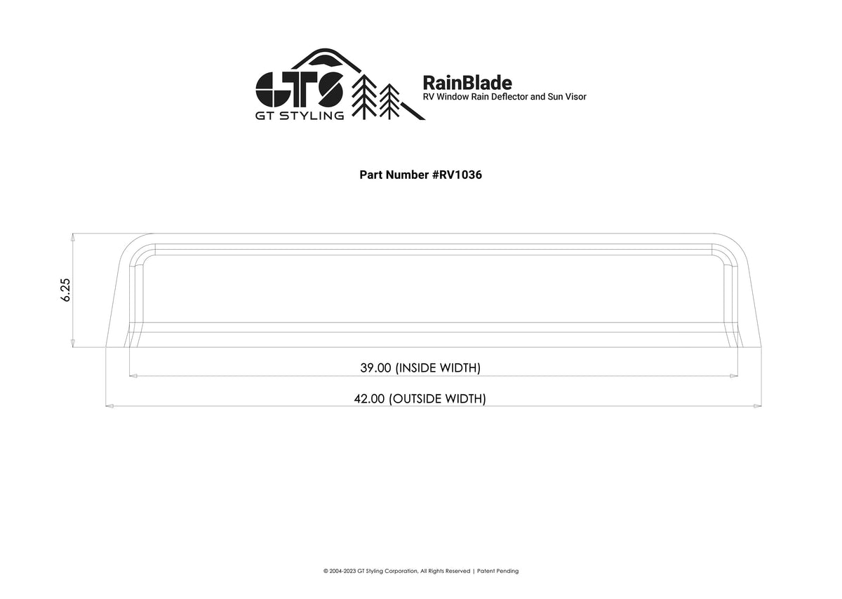 GT Styling RainBlade RV Window Deflector and Sun Visor (Fits 32-37 inch Wide Window) Smoke - Outdoor Depot