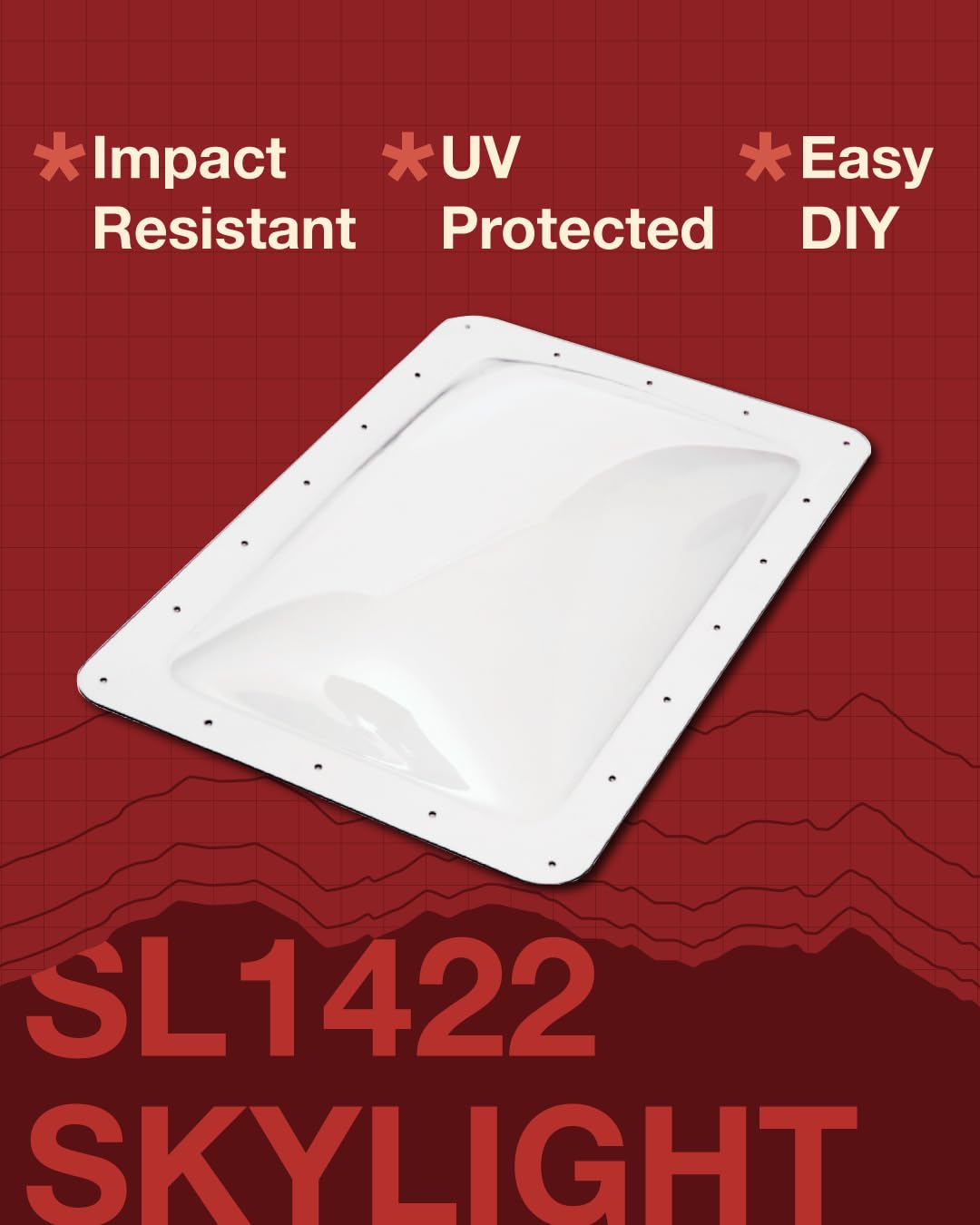 ICON ICON RV Skylight - SL1422C - Clear, Fits 14"x22" openings, 16"x26" overall, Outer Dome Skylight - Outdoor Depot