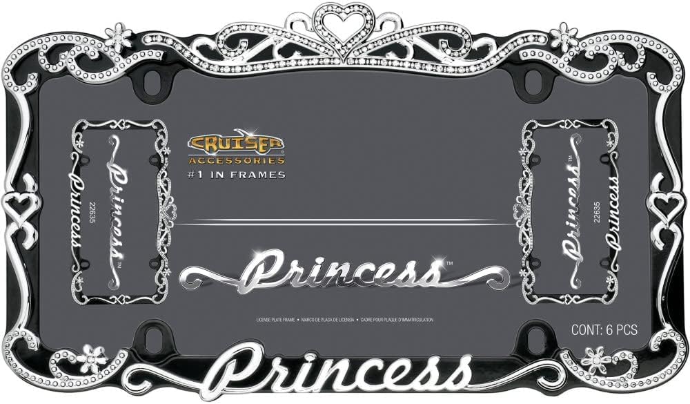 Cruiser Accessories Cruiser Accessories Classic Frames Princess Heart Black Metal License Plate Frame - - Outdoor Depot