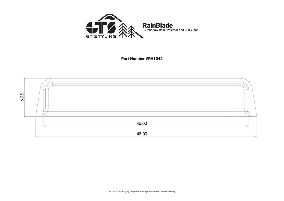 GT Styling RainBlade RV Window Deflector and Sun Visor (Fits 36-42 inch Wide Window) Smoke - Outdoor Depot