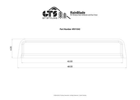 GT Styling RainBlade RV Window Deflector and Sun Visor (Fits 36-42 inch Wide Window) Smoke - Outdoor Depot