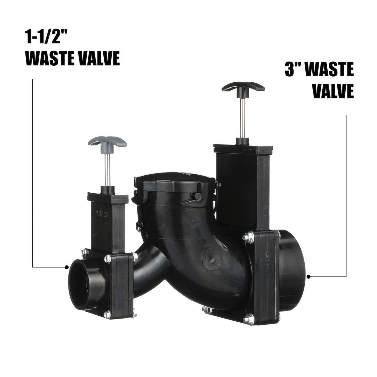 Valterra Valterra Ell Double Rotating Valve, Mess-Free Waste Valve for RV's, Campers, Trailers, 3" Hub x - Outdoor Depot