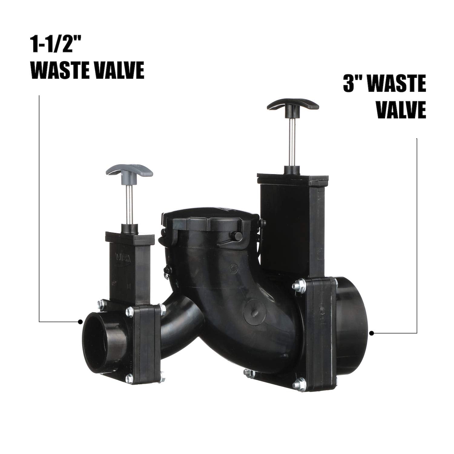 Valterra Valterra Ell Double Rotating Valve, Mess-Free Waste Valve for RV's, Campers, Trailers, 3" Hub x - Outdoor Depot