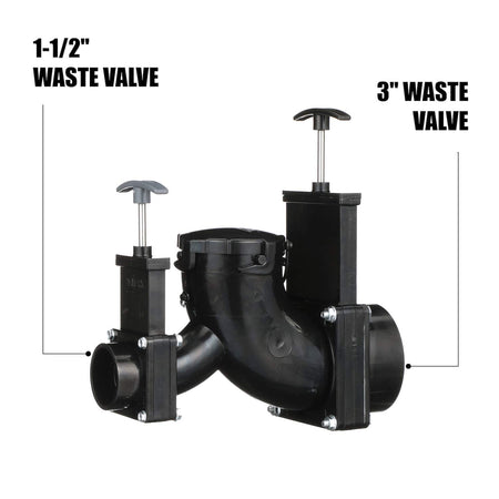 Valterra Valterra Ell Double Rotating Valve, Mess-Free Waste Valve for RV's, Campers, Trailers, 3" Hub x - Outdoor Depot