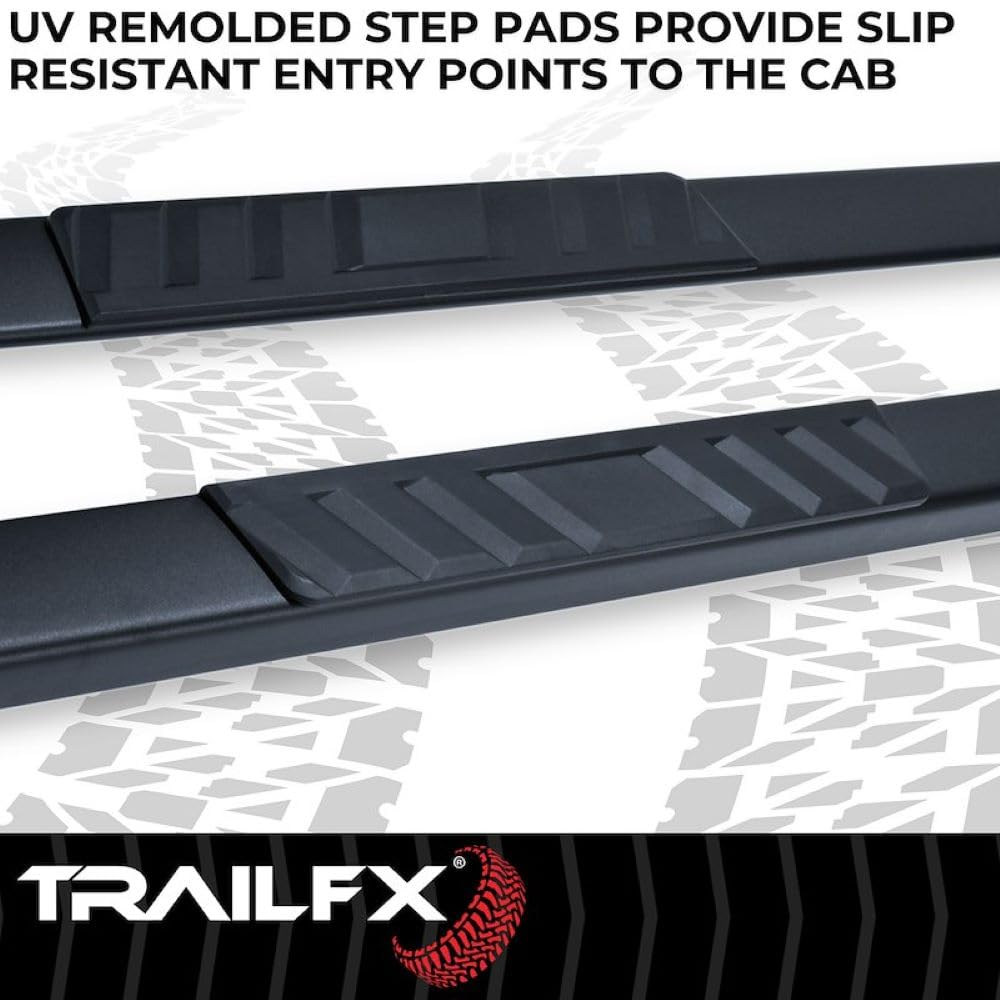 Trailfx Trailfx Side Step Bars Fits 2009–2010 Dodge Ram 1500 4 Inch Trapezoid Straight Side Steps with Step - Outdoor Depot