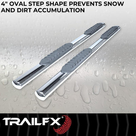 Trailfx TrailFX Nerf Bar Side Steps Fits Ram 1500 Crew Cab 2011–2018 Polished Stainless Steel with Step Pads - Outdoor Depot