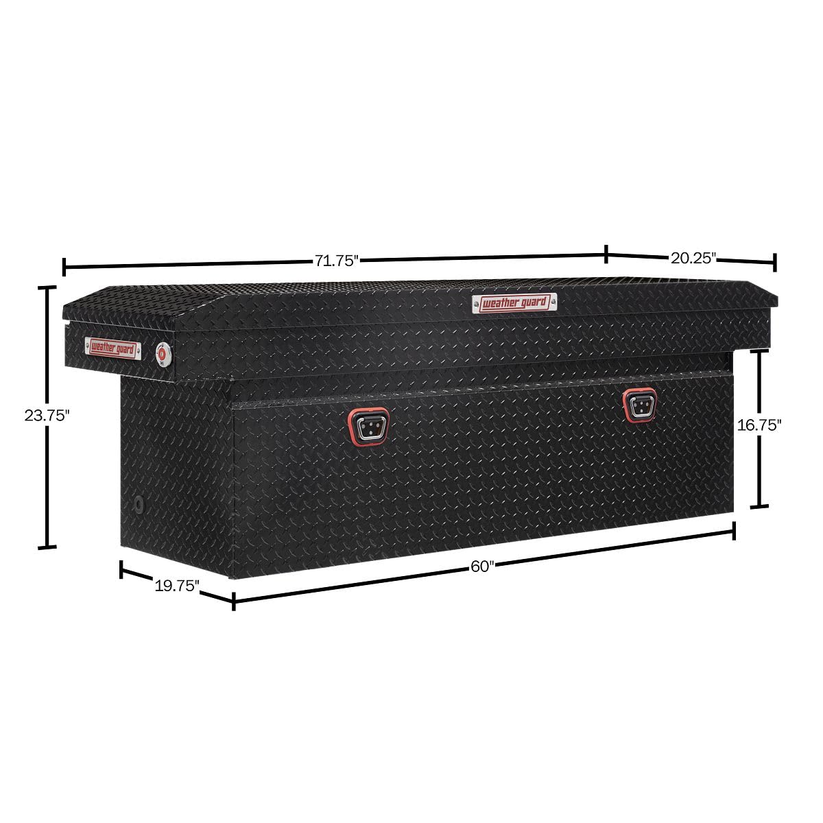 Weather Guard Weather Guard Model 123-5-04 Saddle Box, Aluminum, Full Deep, Gloss Black, 15.0 cu ft - Outdoor Depot