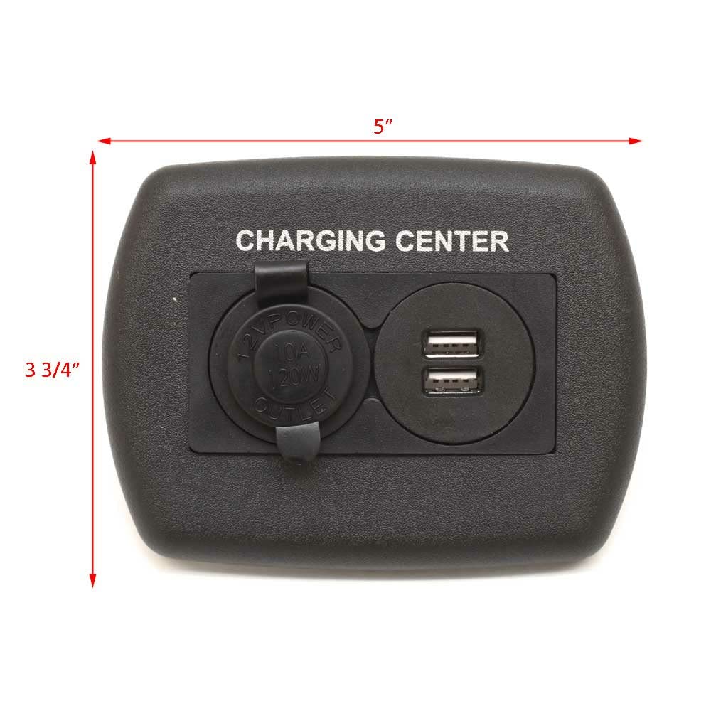 JR Products JR Products 15095 12V/USB Charging Center - Black - Outdoor Depot