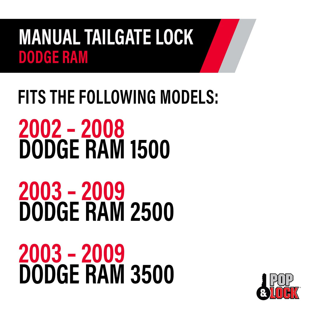 Pop & Lock Pop & Lock – Manual Tailgate Lock for Dodge Ram 1500, 2500, and 3500, Fits 2002 to 2008 (Chrome, - Outdoor Depot
