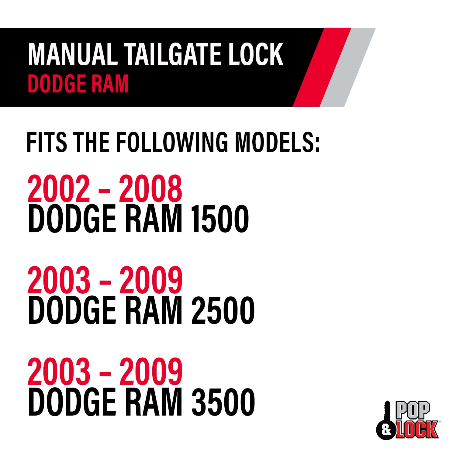 Pop & Lock Pop & Lock – Manual Tailgate Lock for Dodge Ram 1500, 2500, and 3500, Fits 2002 to 2008 (Chrome, - Outdoor Depot