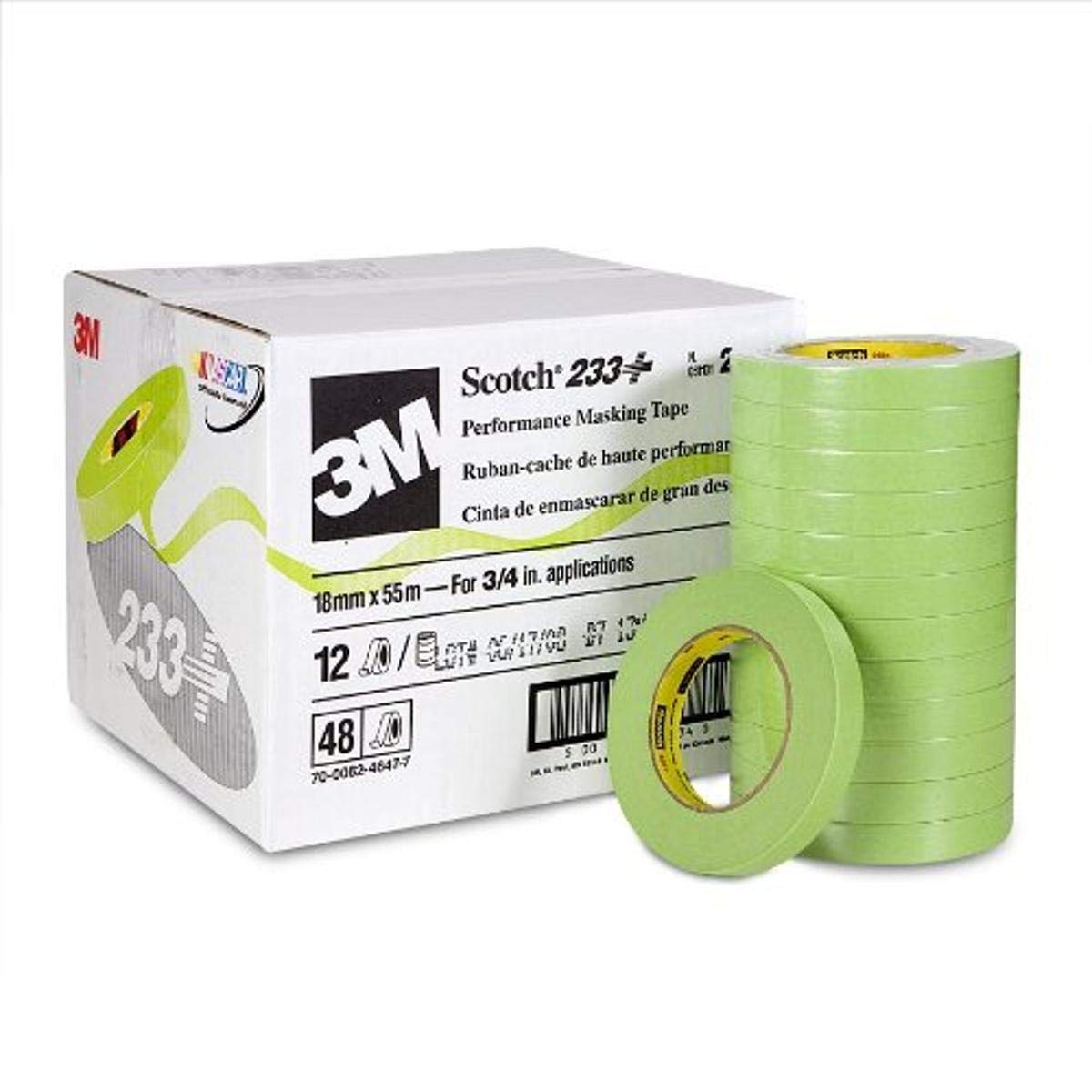 3M 3M Scotch Performance Masking Tape 233+, 26334, Green, 18 mm x 55 mm, Flexible, Moisture Resistant, - Outdoor-Depot.us