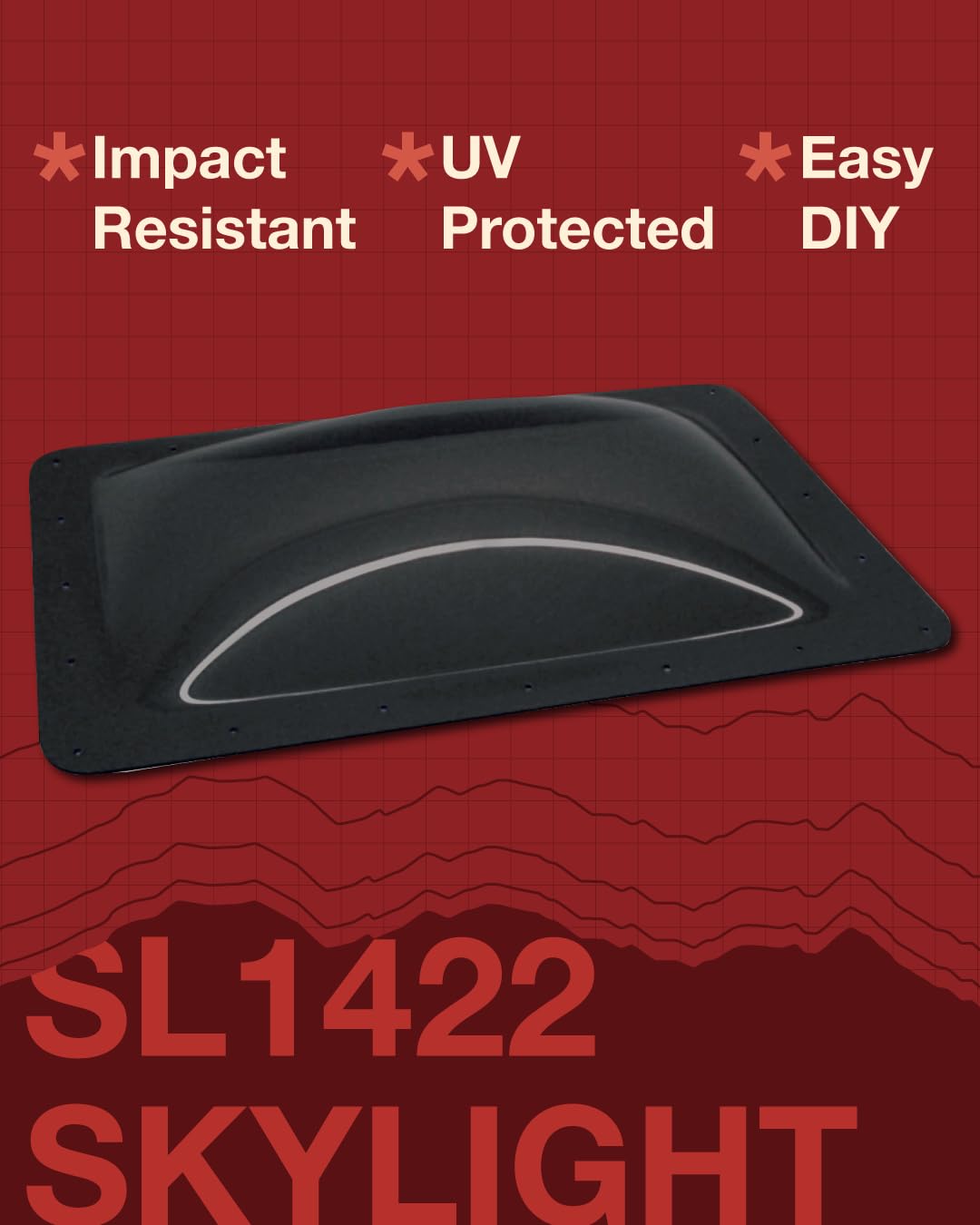 ICON ICON RV Skylight - SL1422DS - Dark Smoke, Fits 14"x22" Openings, 16"x26" Overall, Outer Dome Skylight - Outdoor Depot