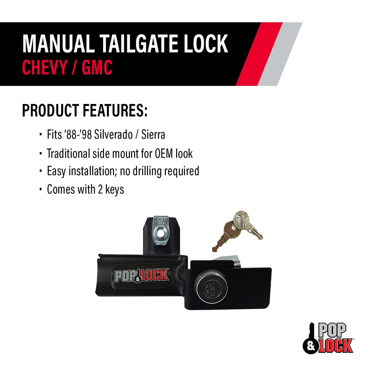 Pop & Lock Pop & Lock PL1050 Black Manual Tailgate Lock for Chevy/GMC - Outdoor Depot