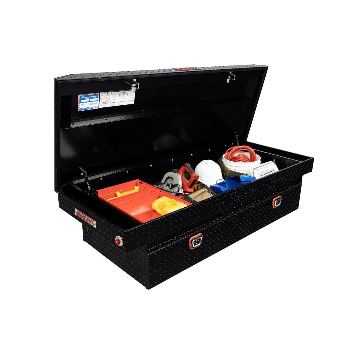 Weather Guard Weather Guard Model 117-5-04 Saddle Box, Aluminum, Full Extra Wide, Gloss Black, 14.4 cu ft - Outdoor Depot