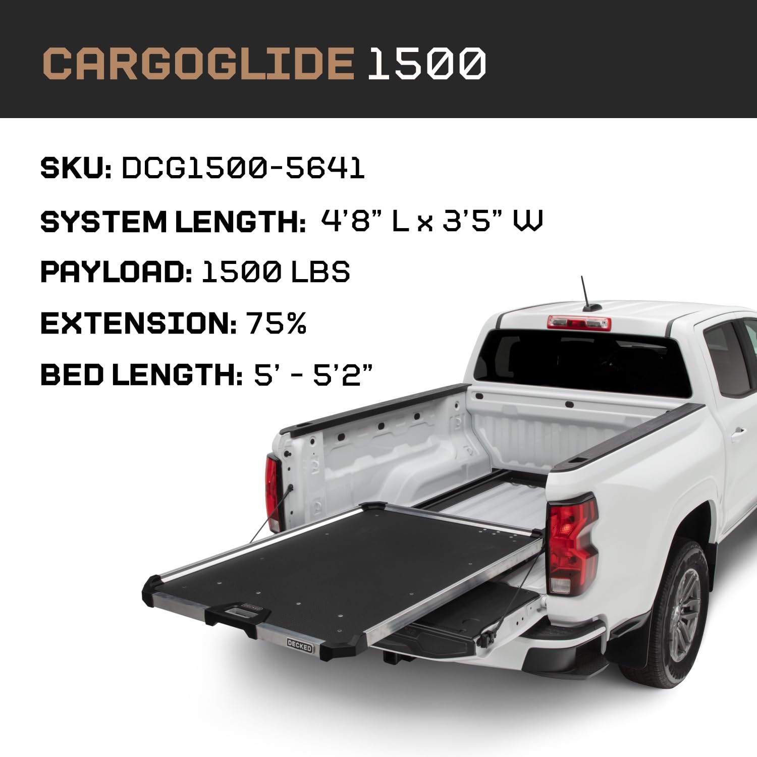 DECKED CargoGlide Truck Bed Slide – 1500 lb Capacity, 75% Extension – Heavy-Duty Pickup Cargo Slide for Easy - Outdoor Depot