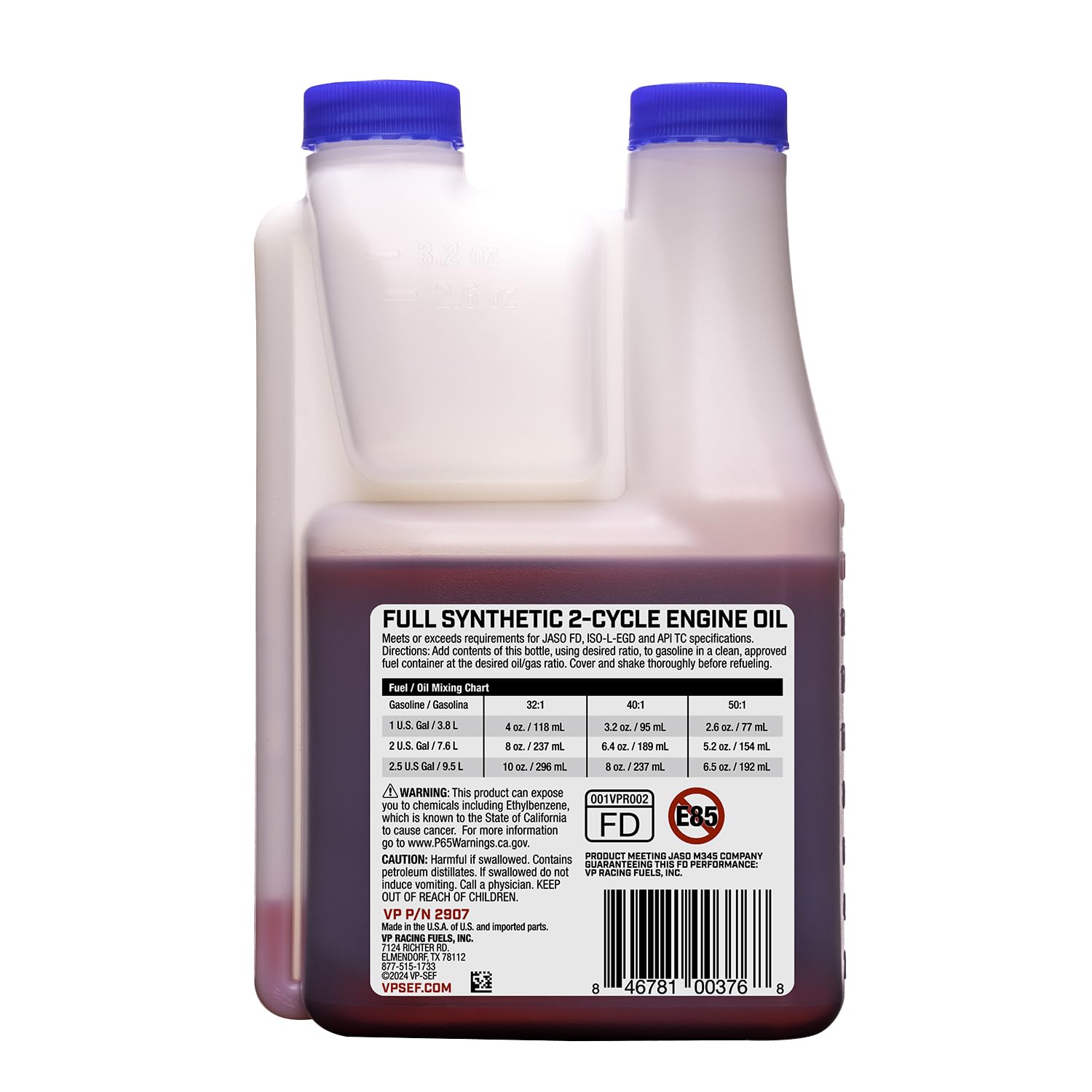 VP Racing VP Racing 2907 Full-Synthetic 2-Cycle Oil for Small Engines, 16 Ounce (1 Pack) - Outdoor Depot