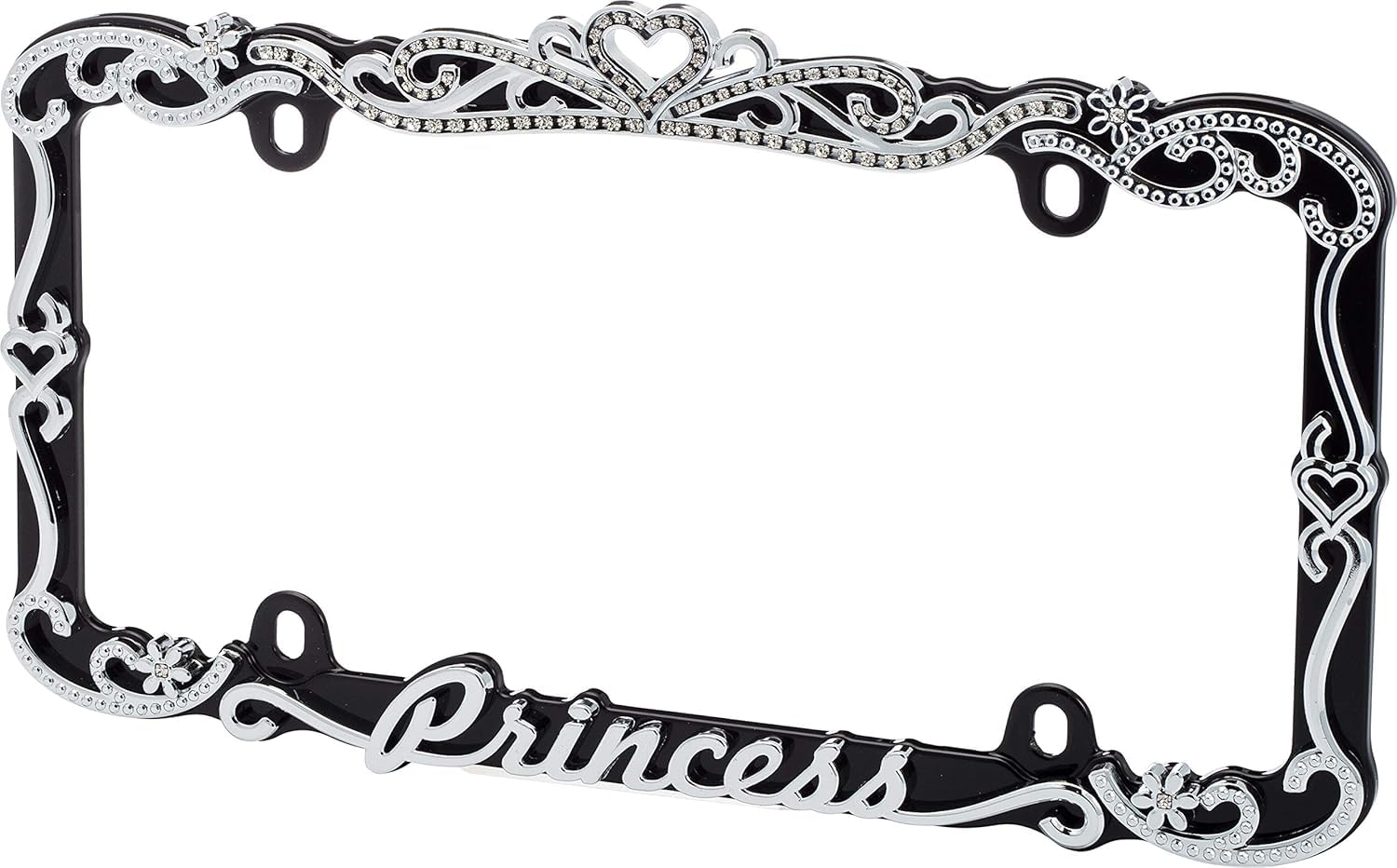 Cruiser Accessories Cruiser Accessories Classic Frames Princess Heart Black Metal License Plate Frame - - Outdoor Depot